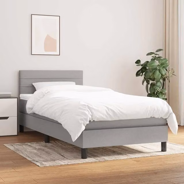 Giroletto a Molle con Materasso-Struttura Letto Grigio Chiaro100x200 cm Tessuto 548717