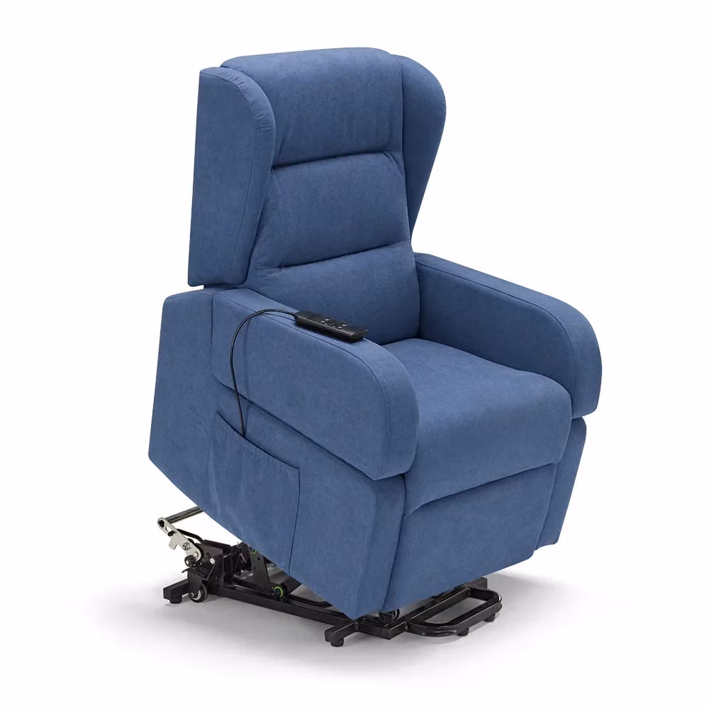 Poltrona relax elettrica Bilbao Redokasa per anziani con funzione alzapersona, 2 motori, braccioli estrabili e doppia pediera, colore Blu – 2