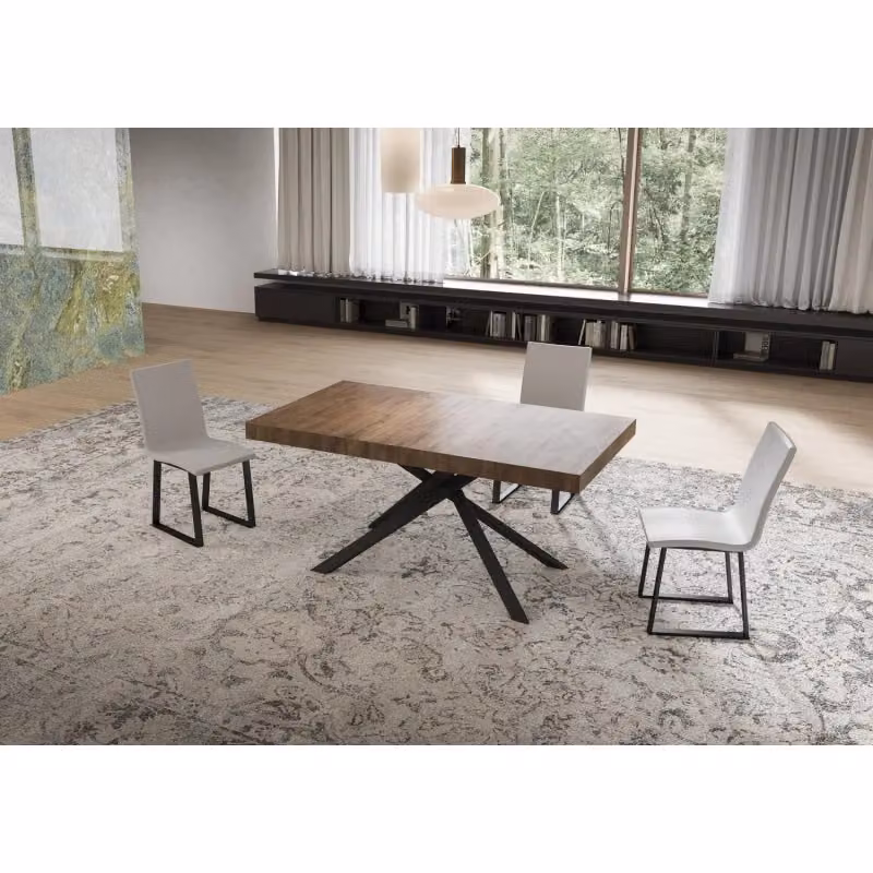 Tavolo allungabile Niket ITAMOBY in legno e metallo, colore Quercia e Antracite, L: 160-264 cm, P: 90 cm – 2