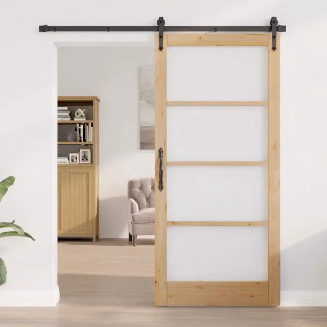 Porta Interna Scorrevole moderna vidaXL in legno e vetro marrone trasparente L: 93 cm, H: 202 cm