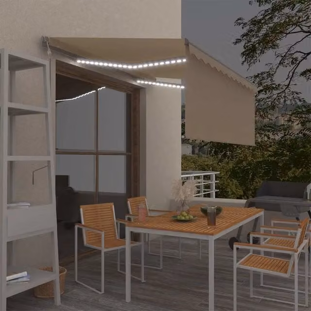 Tenda Automatica con Parasole LED e Sensore Vento 3x2,5m Crema 3069392