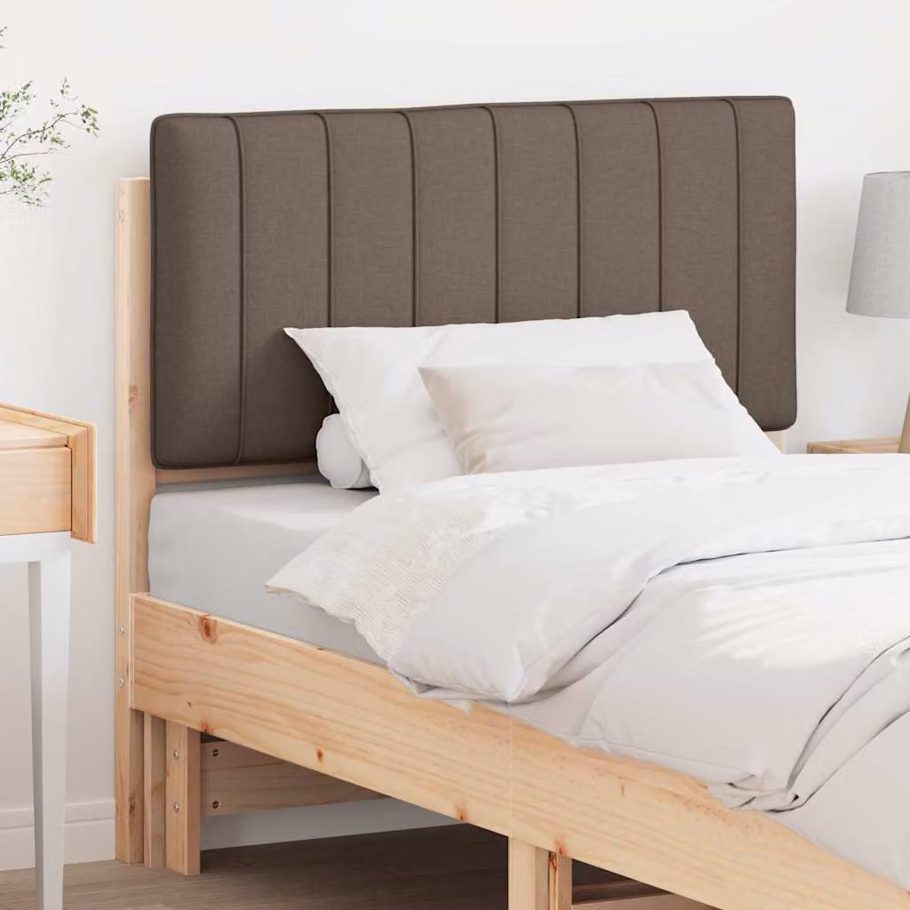Testiera imbottita vidaXL in pino massello, colore marrone e beige, larghezza: 95,5 cm