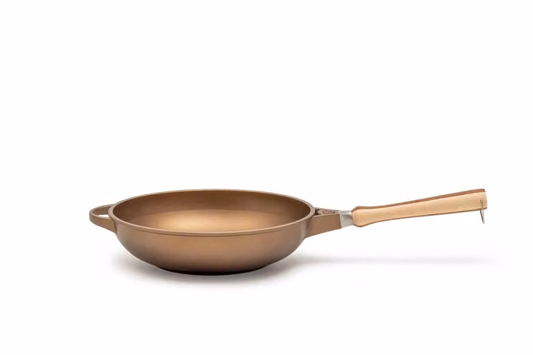 Wok in alluminio pressofuso antiaderente, con manico removibile in legno e maniglia, linea K360, diam. 32cm