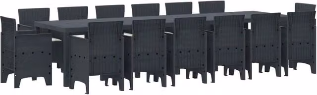 Set da pranzo per giardino e terrazza vidaXL in rattan antracite, 15 pezzi