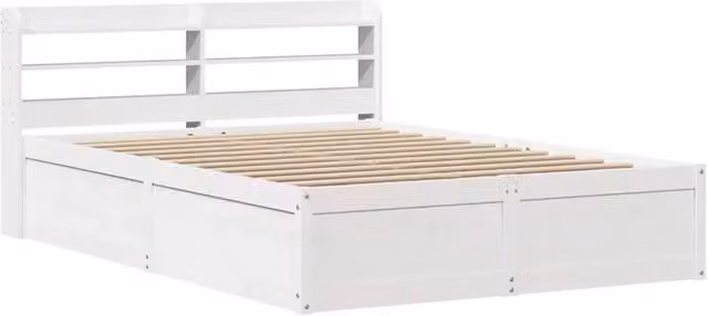 Letto matrimoniale | Letto per adulti | Giroletto con Testiera Bianco 135x190 cm Legno Massello di Pino