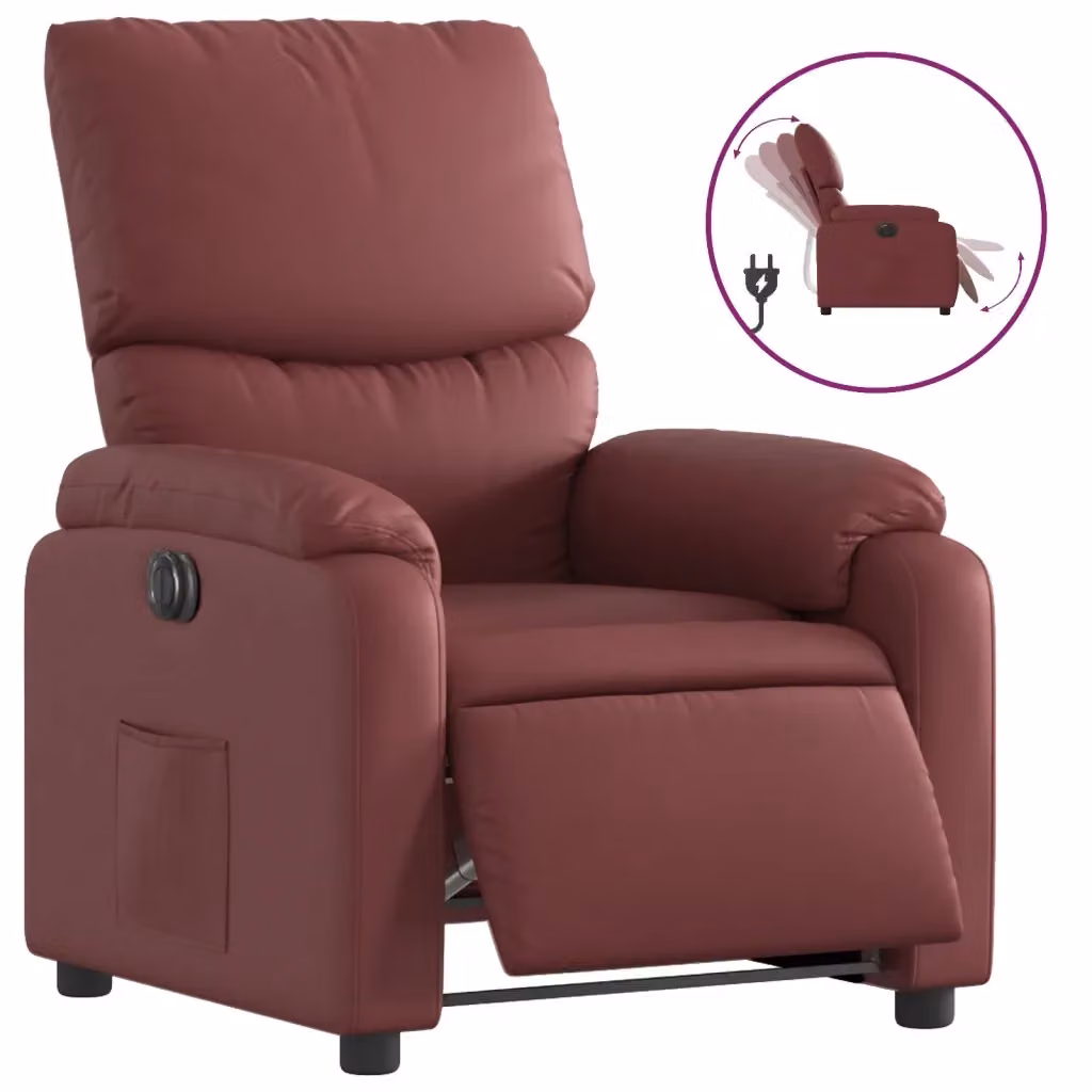 Poltrona Reclinabile Elettrica vidaXL in Similpelle Rossa con Braccioli per il Relax in Soggiorno – 2