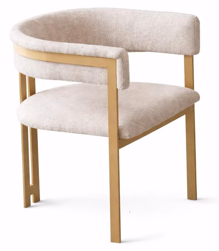 Sedia da pranzo color beige con gambe dorate Sedia imbottita Mobili da sala da pranzo