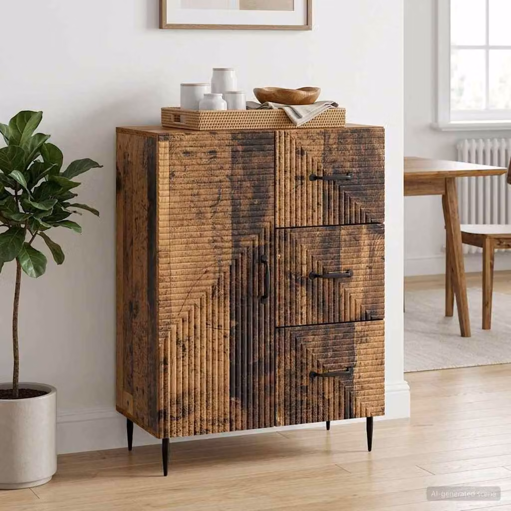 Credenza moderna vidaXL in legno ingegnerizzato e metallo, colore marrone, L 66 cm x P 34,5 cm x H 89,5 cm