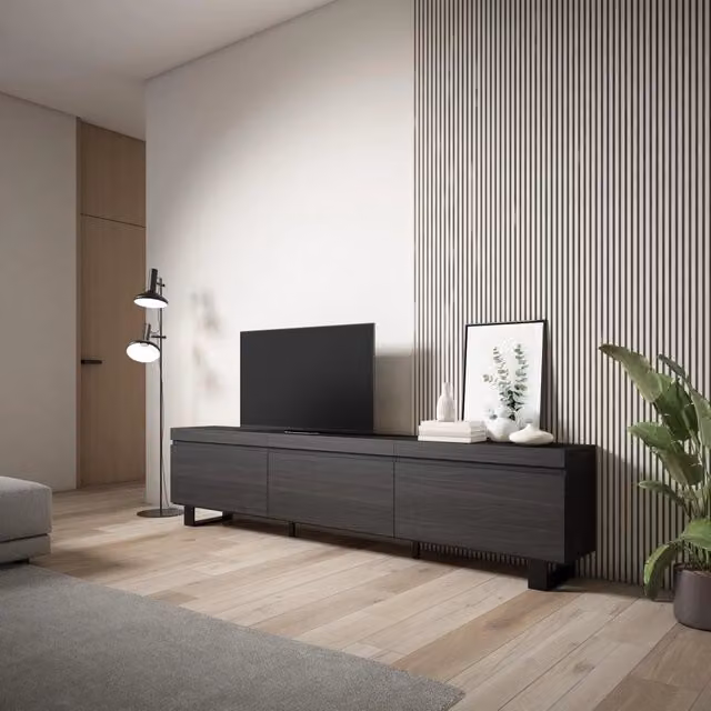 Mobile TV Soggiorno, 240x35x57cm, Design industriale, Nero RF3595