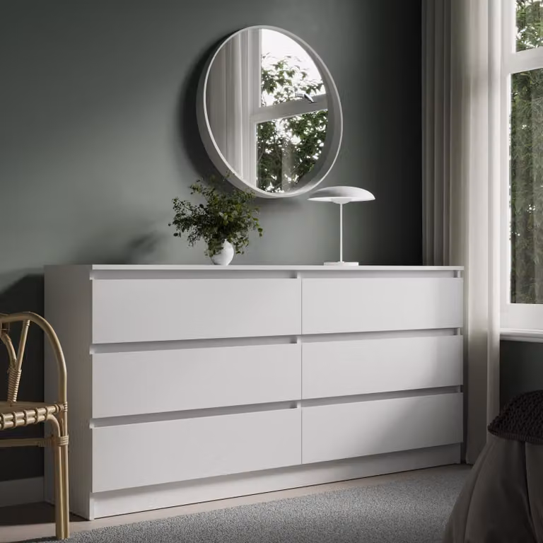 Home Collective: credenza con 6 cassetti per il soggiorno | ampio spazio contenitivo con 6 cassetti, larghezza 160 cm | mobili per camera da letto, ingresso e guardaroba | 160x77,5x35 cm | bianco