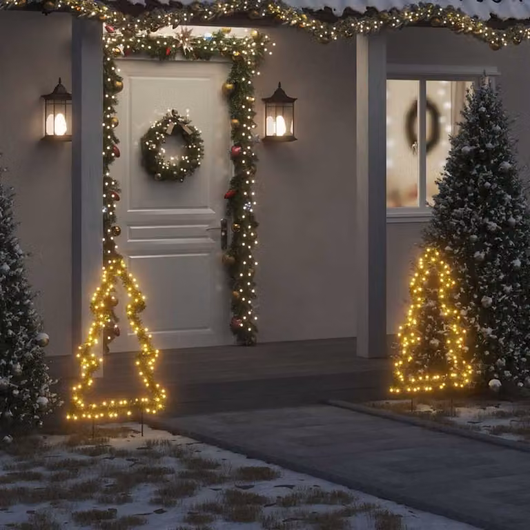 Decorazione Luminosa di Natale vidaXL con 115 LED a forma di Albero, Colore Bianco Caldo, Altezza: 90 cm