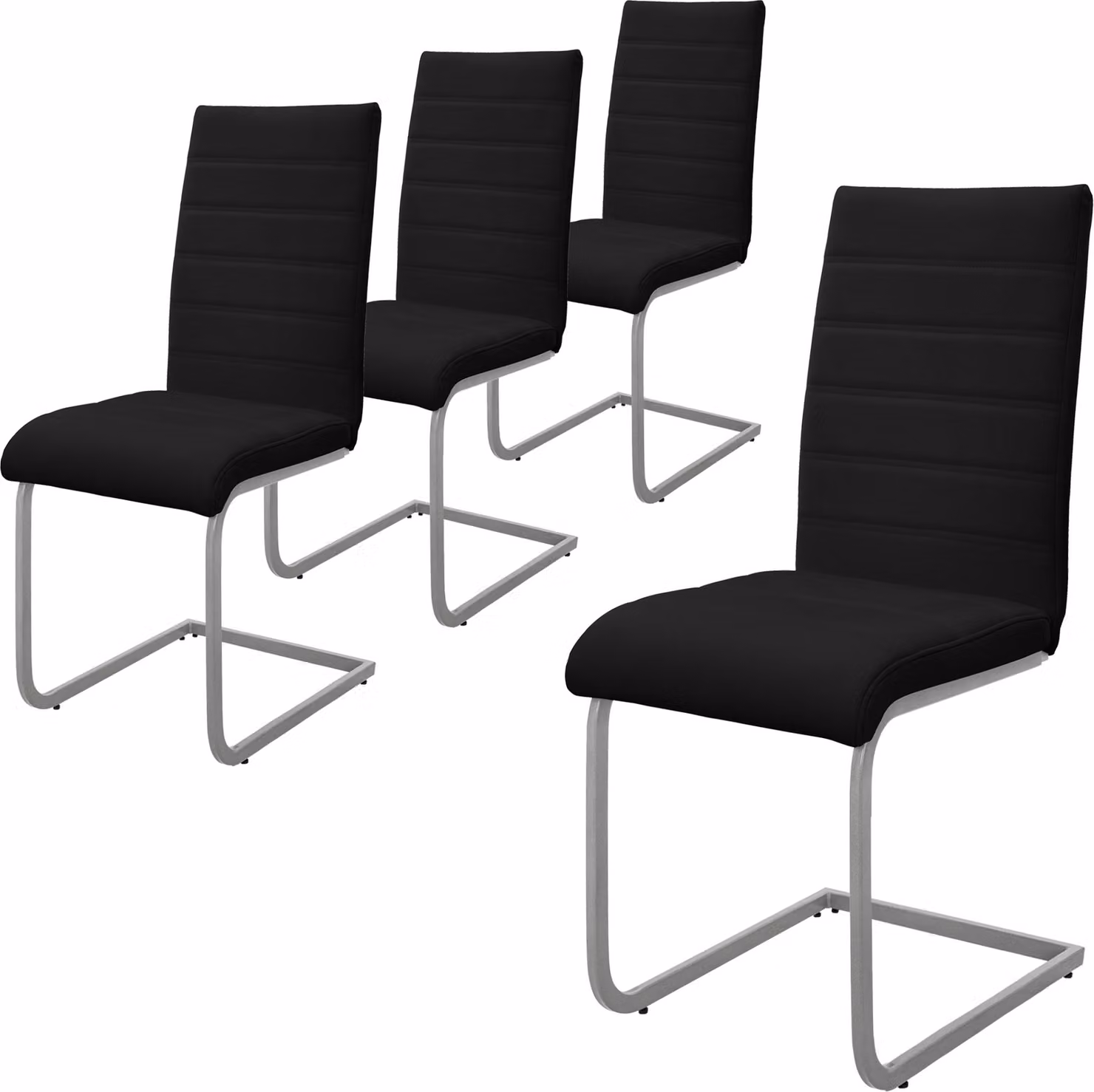 ML-Design set di 4 sedie da pranzo con schienale, nero, in Pelle finta