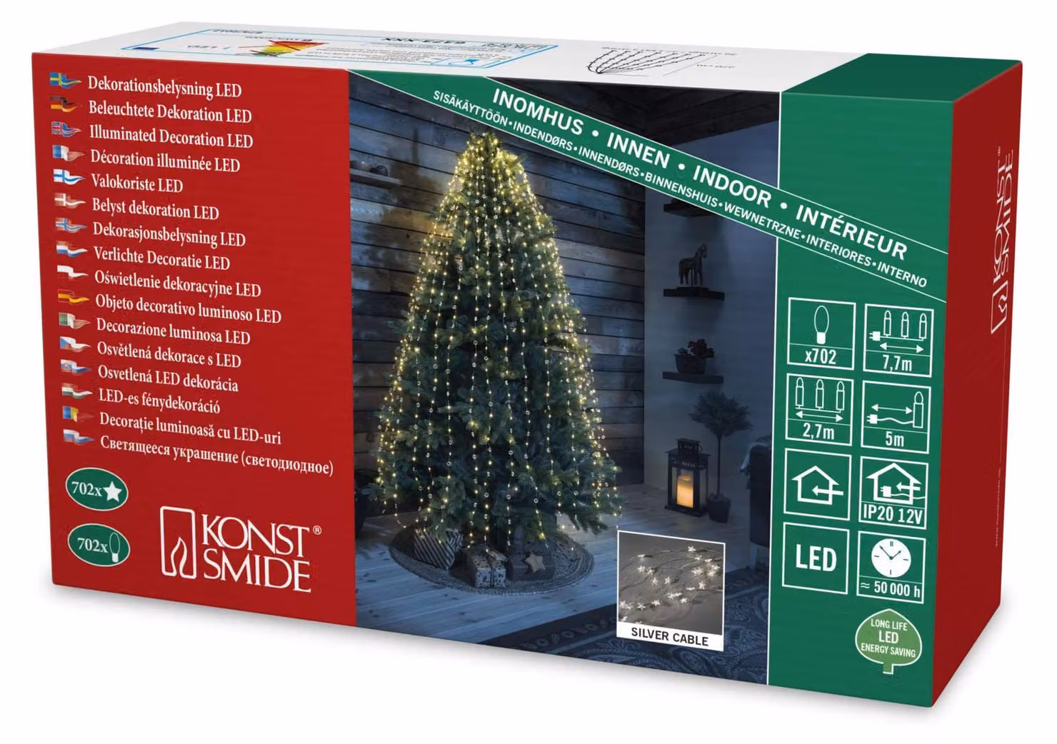 Catene luminose a LED, 26 fili, 702 diodi a luce bianca calda, 12 V