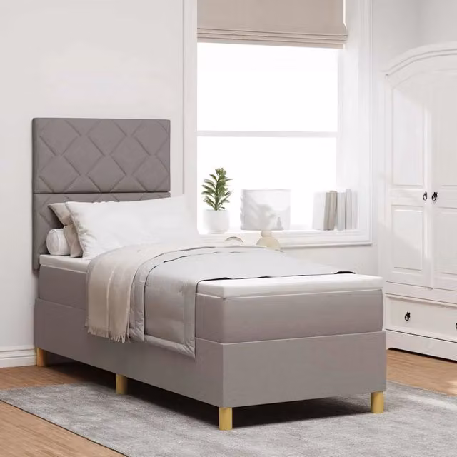 Letto a molle con testiera Talpa vidaXL in tessuto beige o grigio con cassetti L/P/H: 200 x 80 x 128 cm