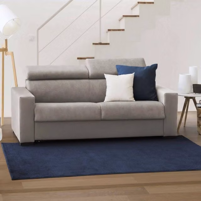 Divano Letto Annalara Talamo Italia, Divano a 2 posti con apertura girevole, poggiatesta regolabili e braccioli standard, L: 180 cm, H: 85 cm, Colore Tortora