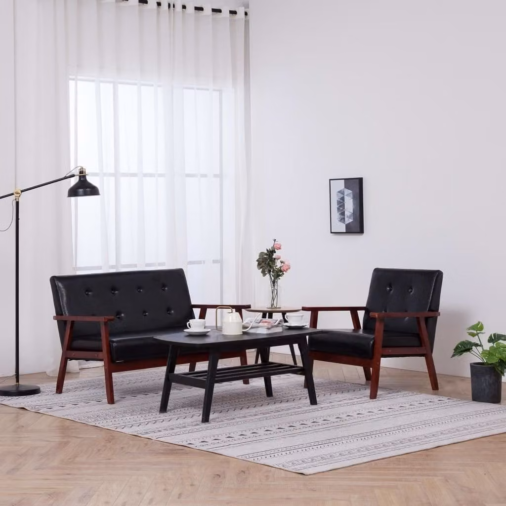 Maison Exclusive - Set divano 2 pezzi in ecopelle nera