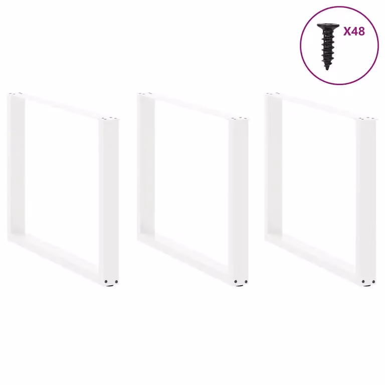 Set di 3 gambe per tavolo da pranzo a forma di U vidaXL in acciaio inossidabile bianco, H: 72-73 cm x L: 100 cm