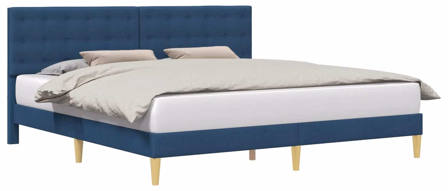 Struttura del letto con testiera Blu 180 x 200 cm Tessuto