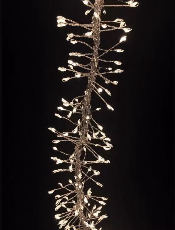 Catena luminosa LED, lunghezza 3 metri, 600 LED, colore argento, luce bianca fredda