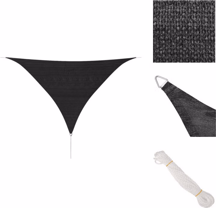 vidaXL Tenda da sole HDPE triangolare 3,6x3,6x3,6 m Antracite - Ombrelloni e tende da sole