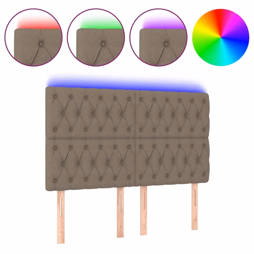 Testiera con LED e porta USB vidaXL in tessuto beige/grigio, L 144 x P 7 x H 118/128 cm – 2