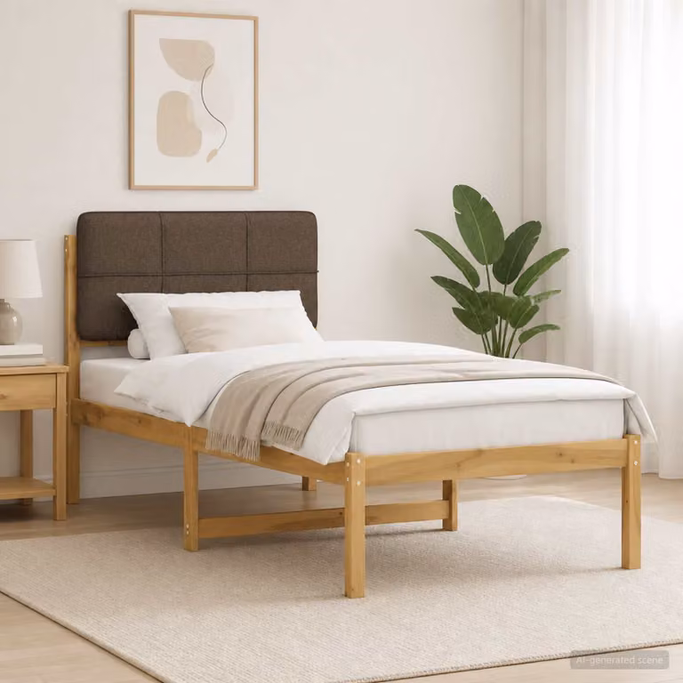 vidaXL Letto con Testiera Rivestita Bianco lavato e taupe 90 x 200 cm