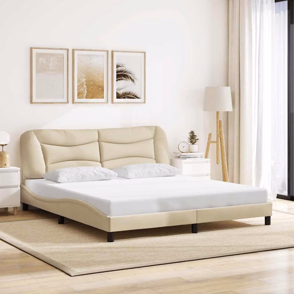 Giroletto senza materasso Hvar vidaXL in tessuto beige, L 180 x P 200 cm