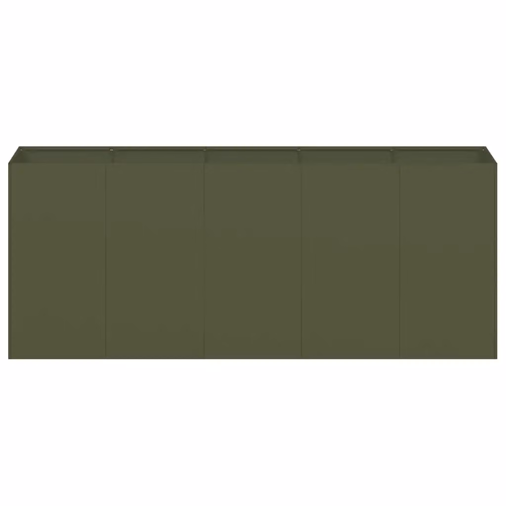 Fioriera moderna da esterno HELLOSHOP26 in acciaio verde oliva con fondo aperto L 200 cm x P 40 cm x H 80 cm – 2