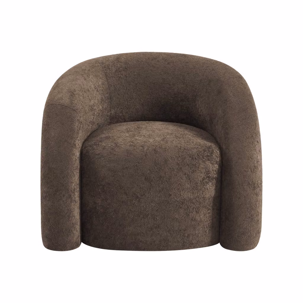Poltrona relax moderna SWEEEK in tessuto marrone con struttura in legno e braccioli – 2