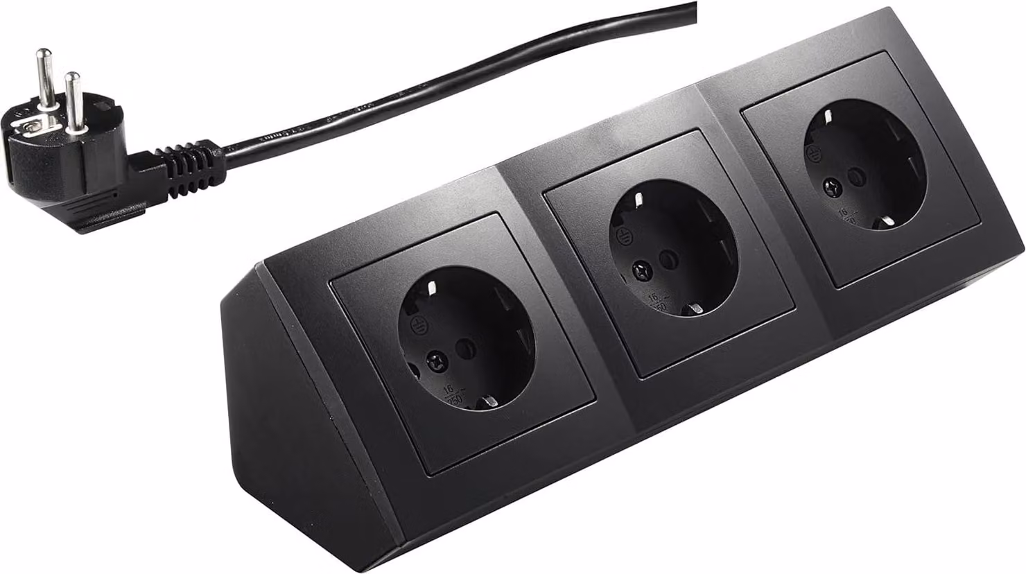 Presa multipla McPower Flair 250V~/16A nera a 3 vie con cavo da 2 m + spina