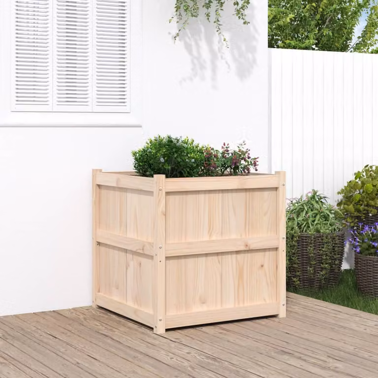 Fioriera da giardino vidaXL in legno di pino marrone e beige, L/P/H: 70 x 70 x 70 cm