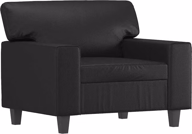 Poltrona Relax Recliner Nera in Similpelle con Braccioli e Struttura in Metallo per Soggiorno