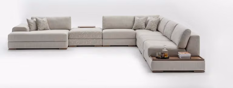 Ecksofa U-Form Möbel Wohnlandschaft Design Grau Polstersofa Eckgarnitur