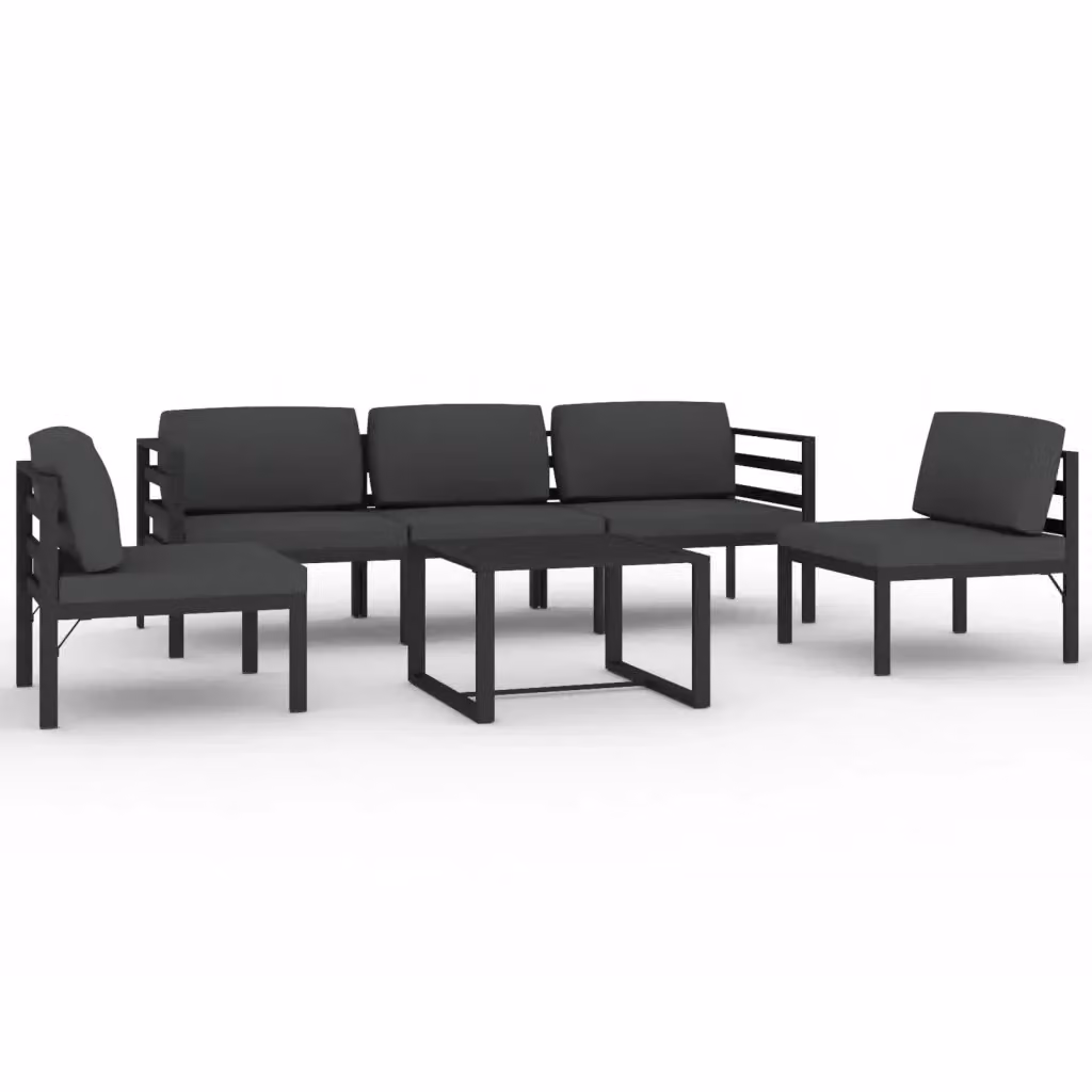 vidaXL Set Divani da Giardino 6 pz con Cuscini e Tavolino in Alluminio Antracite – 2