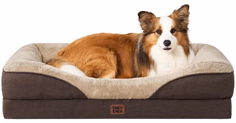 Cuccia ortopedica per cani con 4 bordi, dimensioni 104x68 cm, colore marrone