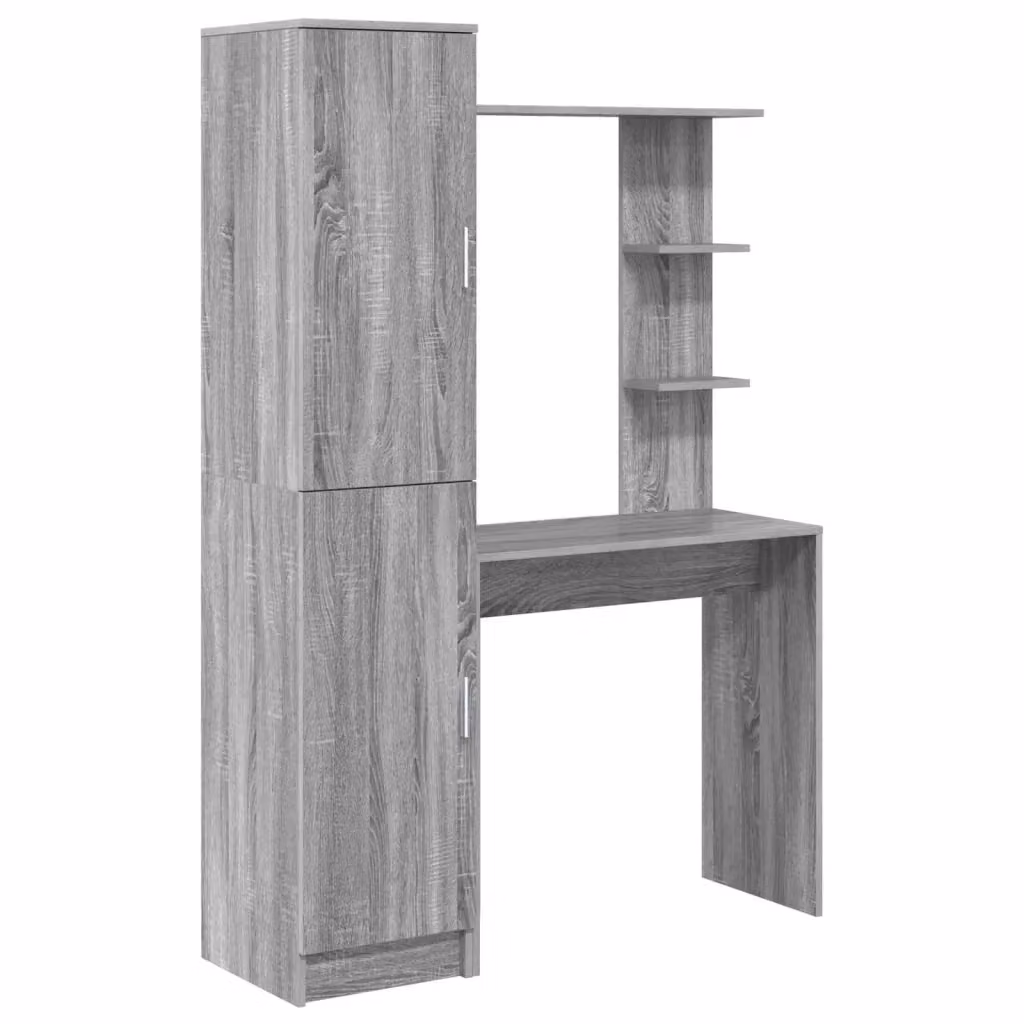 Set di scrivania con scaffale per ufficio casa vidaXL, Grigio, L/P/H: 168 x 113,5 x 43,57 cm – 2