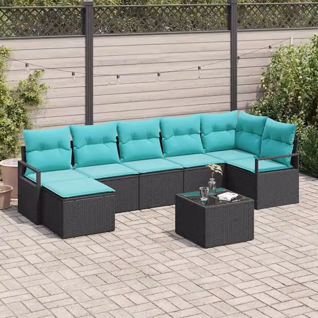 Set di divani 8 pz Nero polyrattan 3346486
