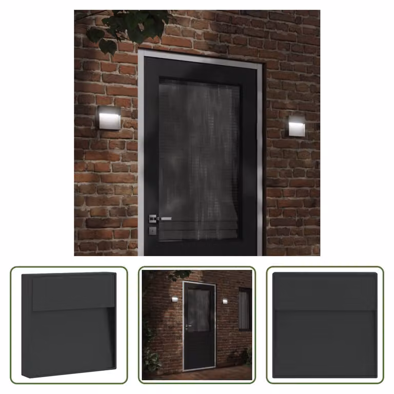 The Living Store Applique da esterno a LED in alluminio pressofuso nero