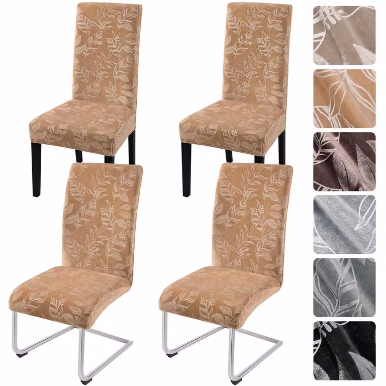 Copridivani in velluto color kaki, set da 4, per poltrone a dondolo e poltrone girevoli