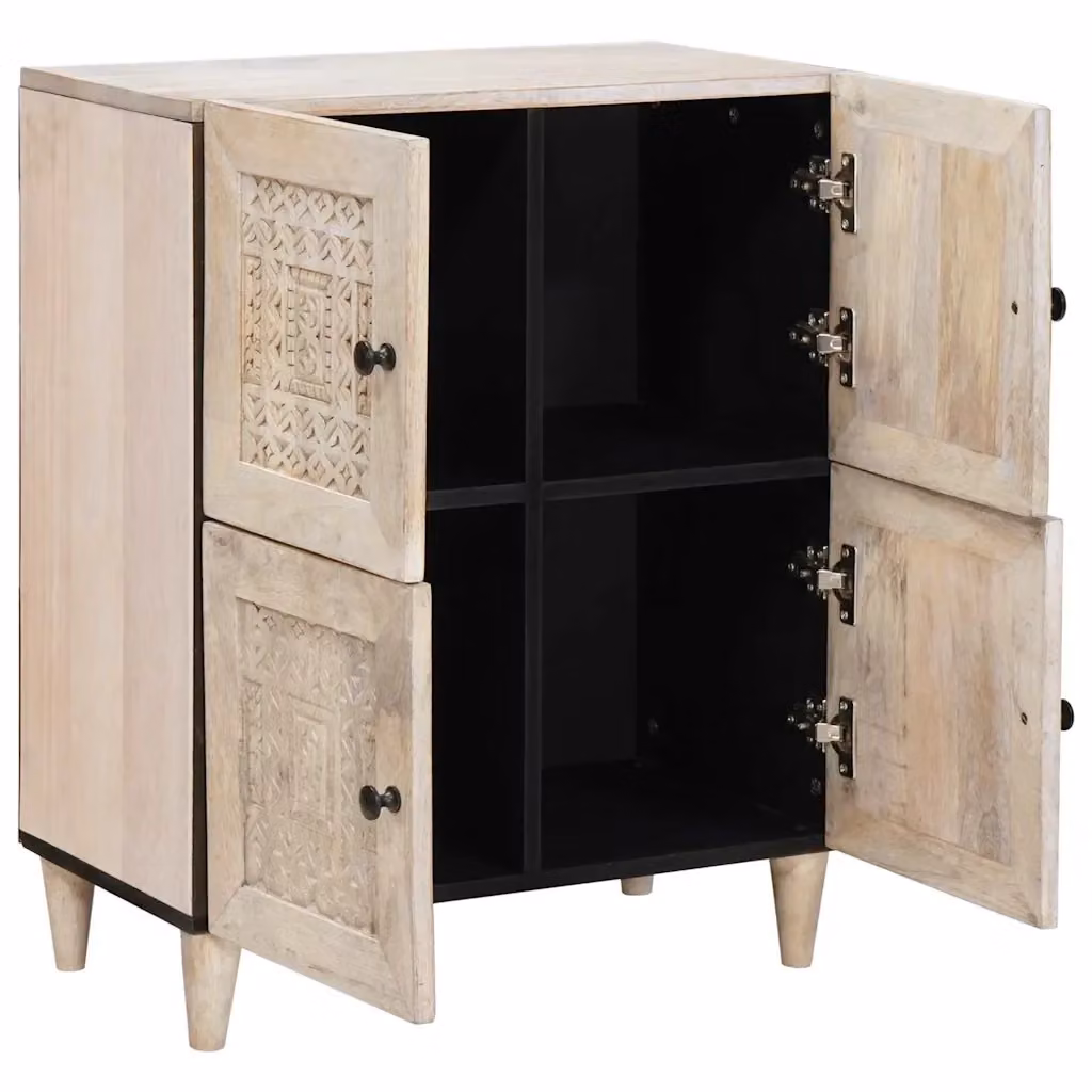 Credenza moderna vidaXL in legno di mango bianco opaco L/P/H: 60 x 33 x 75 cm – 2
