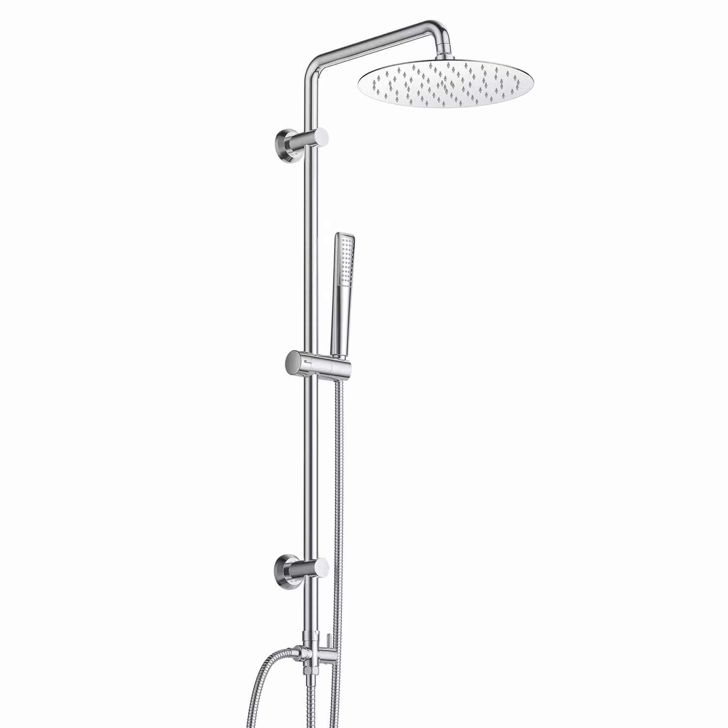 JOHO sistema doccia a pioggia set doccia in acciaio inox senza rubinetto, set doccia cromato set doccia con soffione rotondo D20cm