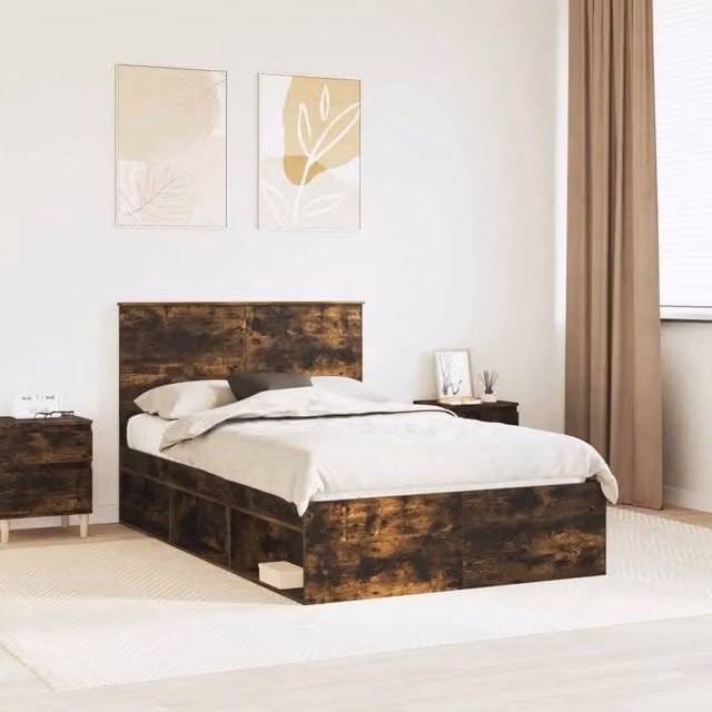Struttura del letto-Giroletto Rovere fum¨¦ 120 x 190 cm Pino massello 520942