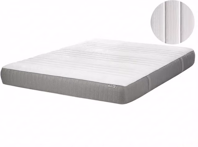 Materasso BELIANI EU in schiuma viscoelastica con rivestimento sfoderabile Bianco e Grigio L: 180 cm, P: 200 cm, H: 20 cm