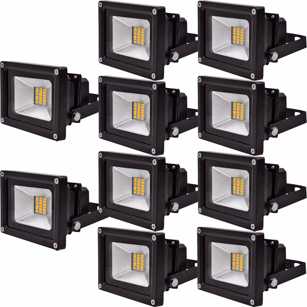 Greenmigo 10 pezzi 20W SMD LED Floodlight Lampada da esterno Faretto Proiettore Floodlight Impermeabile IP65 Bianco caldo, 85-265V