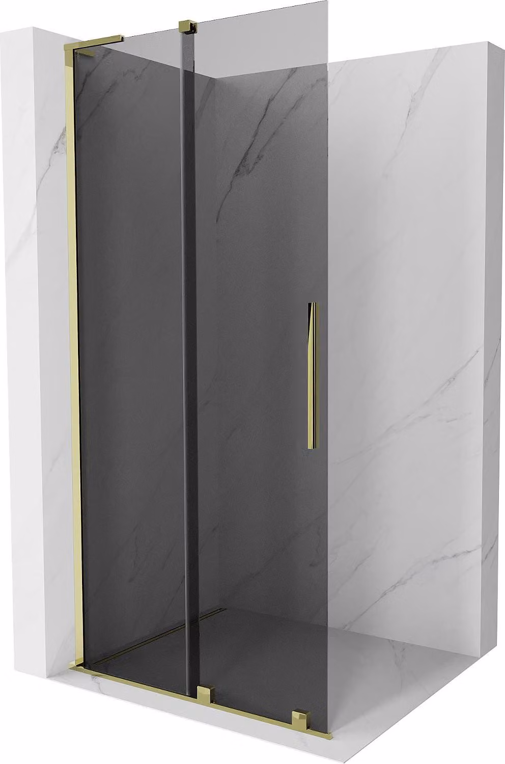 Mexen Velar L parete doccia scorrevole Walk-in 100 x 200 cm, grafite 8 mm, oro - 871-100-003-43-50