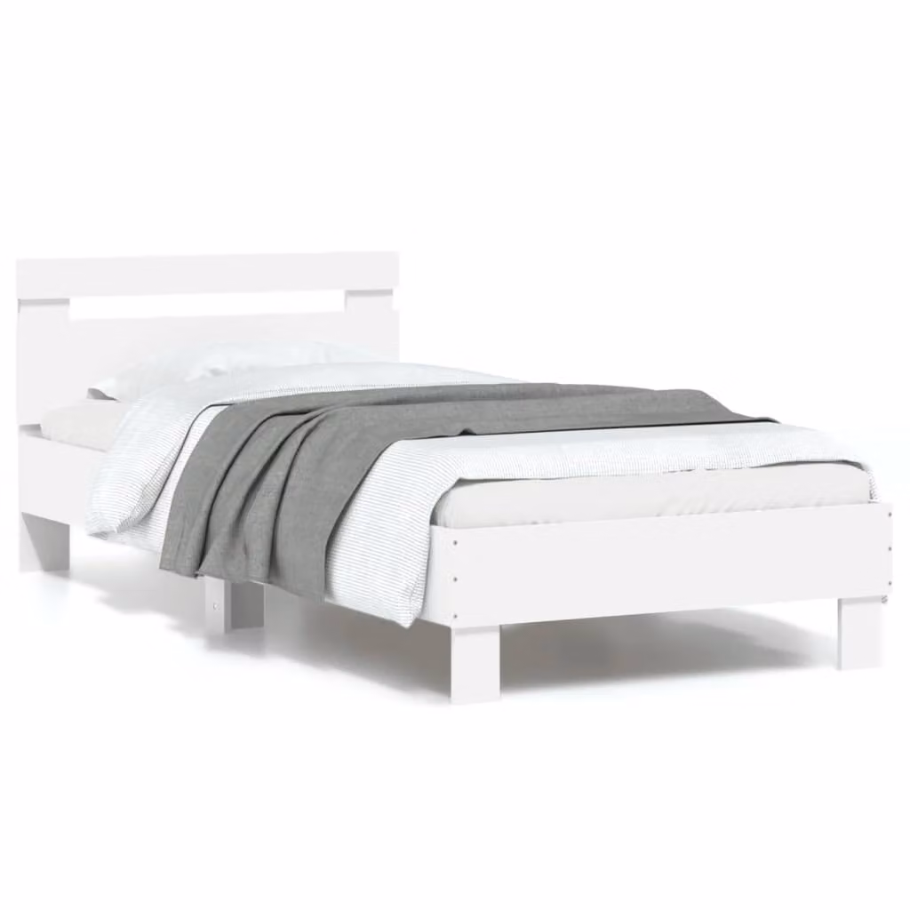 vidaXL Giroletto con Testiera Bianco con Illuminazione LED e Porta USB L/P: 90 x 190 cm