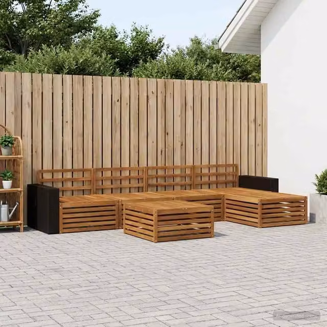 Set di divani da esterno 6 pz Naturale Legno di Acacia Massello 3383272