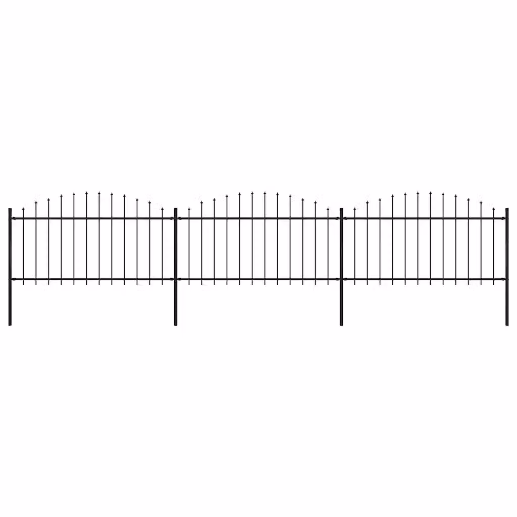 Recinzione da giardino vidaXL con punta a lancia in acciaio, Nero, L: 504 cm, H: 150 cm