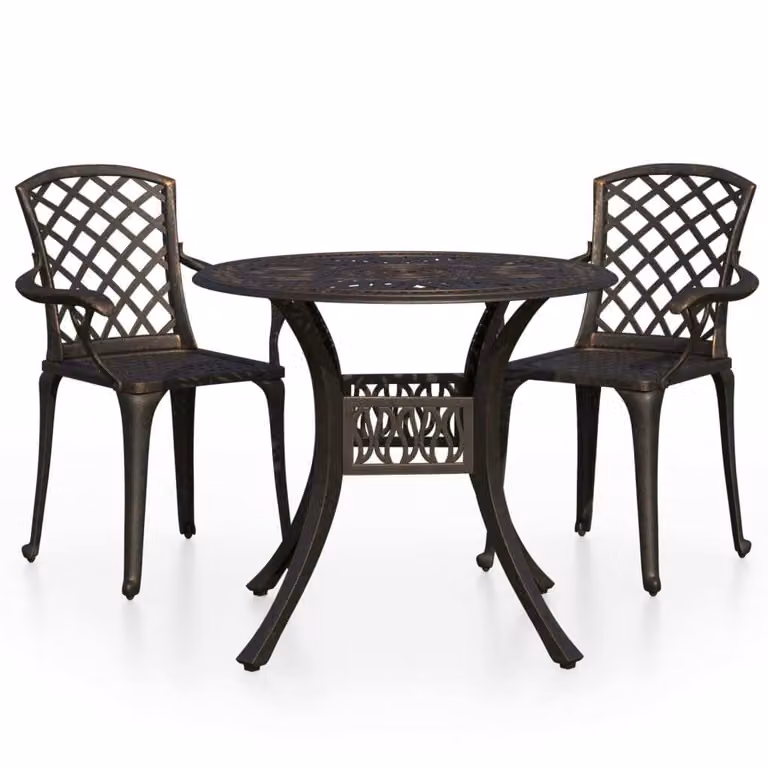 vidaXL Set bistrot 3 pezzi in alluminio fuso bronzo