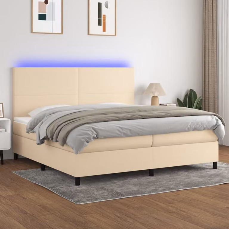 Maison Exclusive - Letto a Molle Materasso e LED bianco 200x200cm in Tessuto